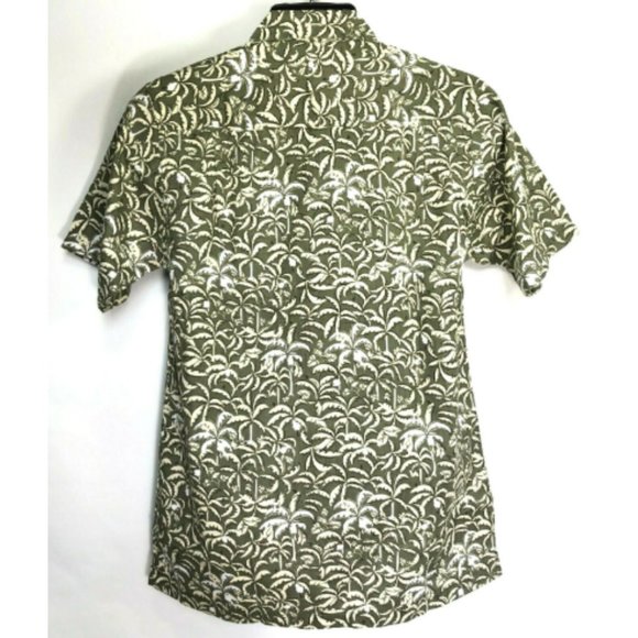 Haband's Gold Coast Olive Green Palm Trees Aloha Hawaiian Shirt Size Mens Small - Picture 3 of 5